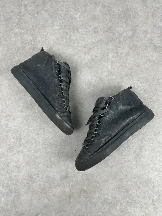 Balenciaga Arena Grey High Leather Sneakers  qFPREyS 2