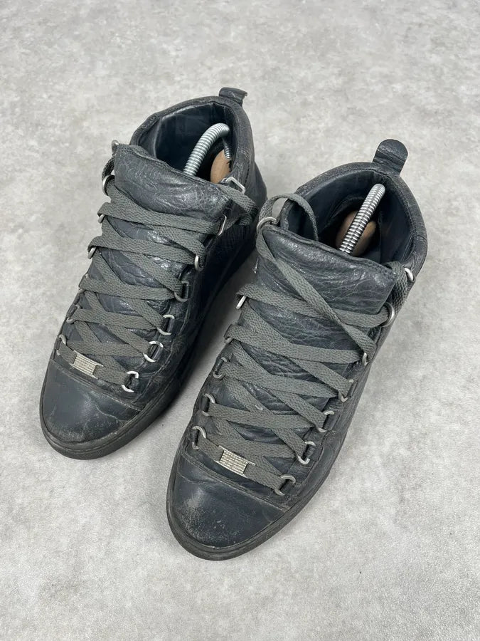 Balenciaga Arena Grey High Leather Sneakers  qFPREyS 3