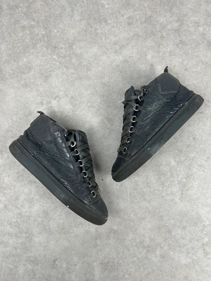 Balenciaga Arena Grey High Leather Sneakers  qFPREyS 4