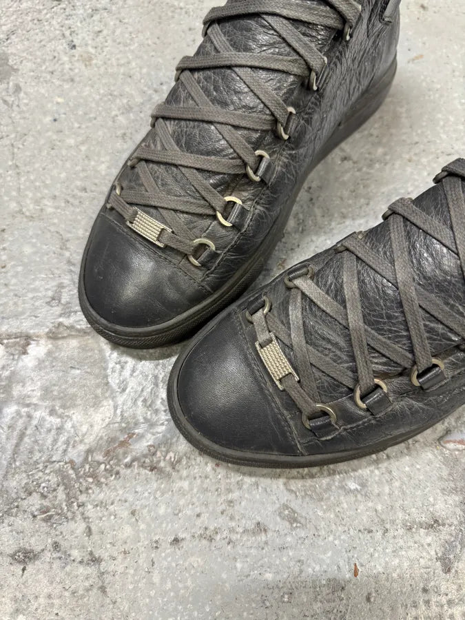 Balenciaga Arena Grey High Leather Sneakers (41eu/us8) LMIjOnr 3