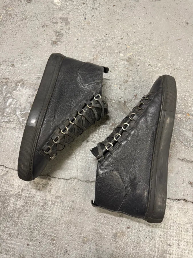 Balenciaga Arena Grey High Leather Sneakers (41eu/us8) LMIjOnr 4