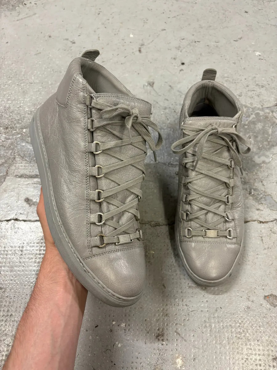 Balenciaga Arena Grey High Leather Sneakers TWlCtJz 0