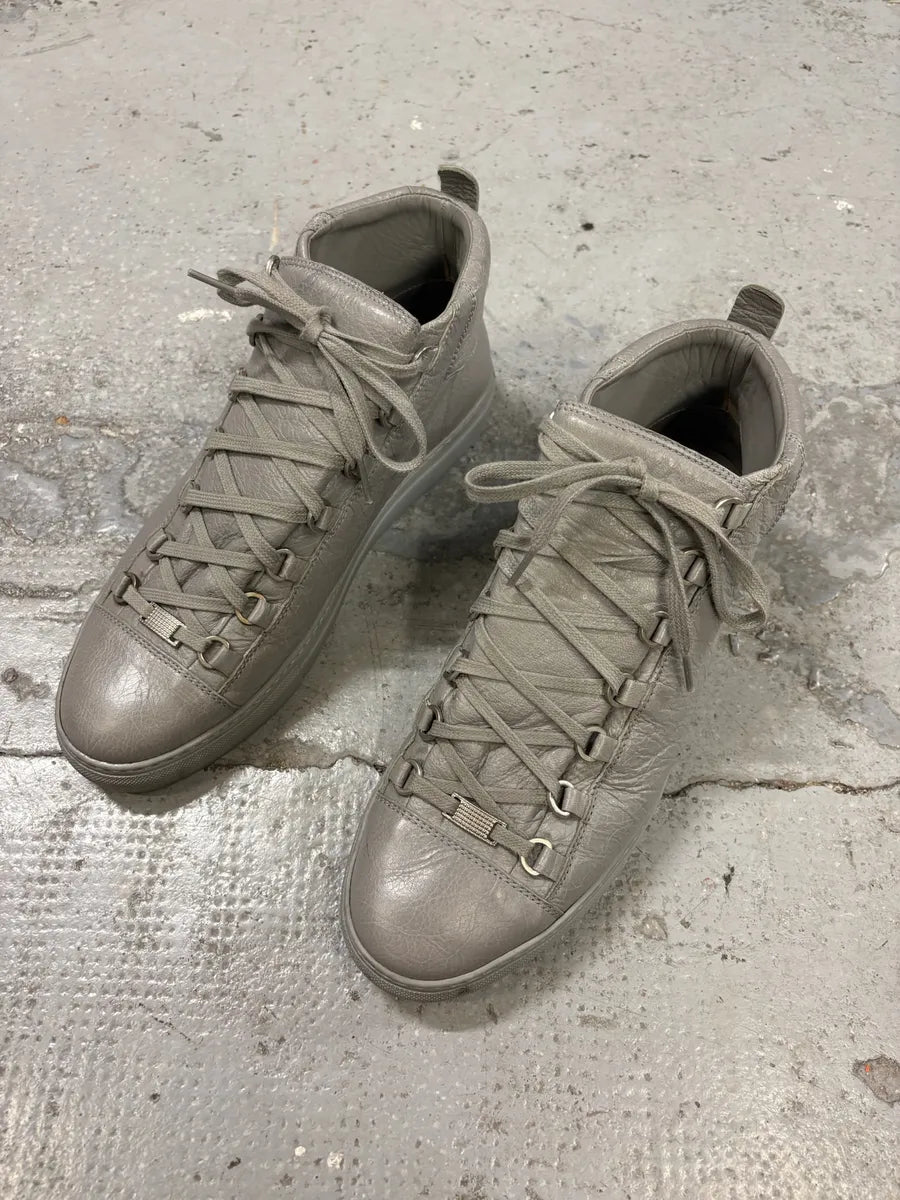 Balenciaga Arena Grey High Leather Sneakers – Dolce Vita Hub Balenciaga Arena Grey High Leather Sneakers – Dolce Vita Hub