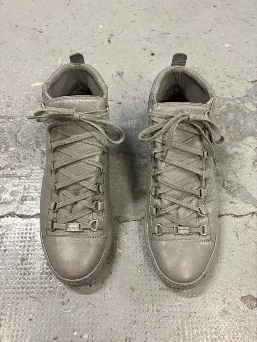 Balenciaga Arena Grey High Leather Sneakers TWlCtJz 2