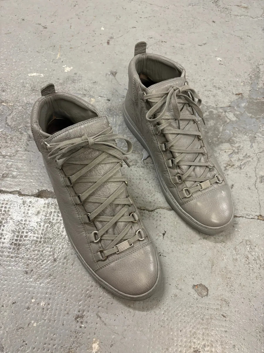 Balenciaga Arena Grey High Leather Sneakers TWlCtJz 3