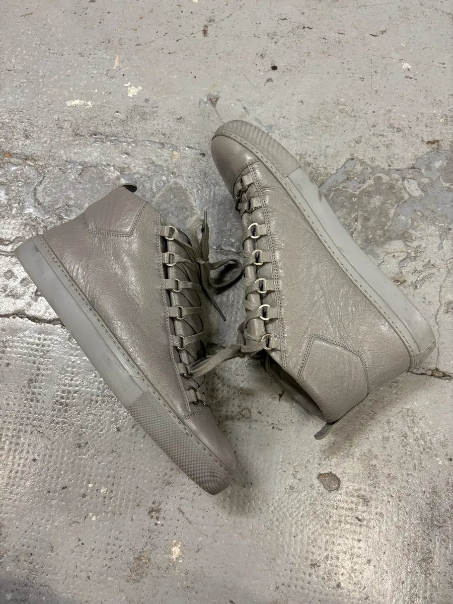 Balenciaga Arena Grey High Leather Sneakers TWlCtJz 8