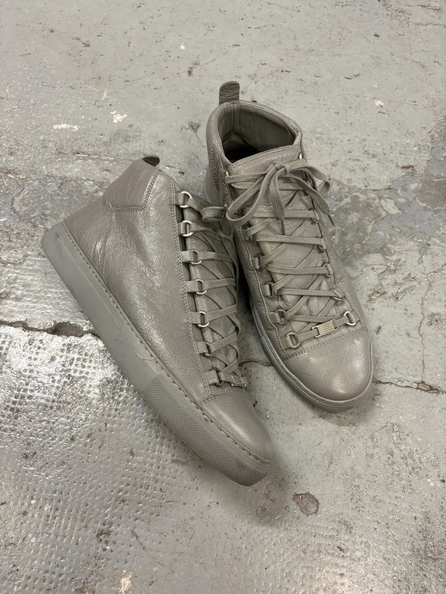 Balenciaga Arena Grey High Leather Sneakers TWlCtJz 9