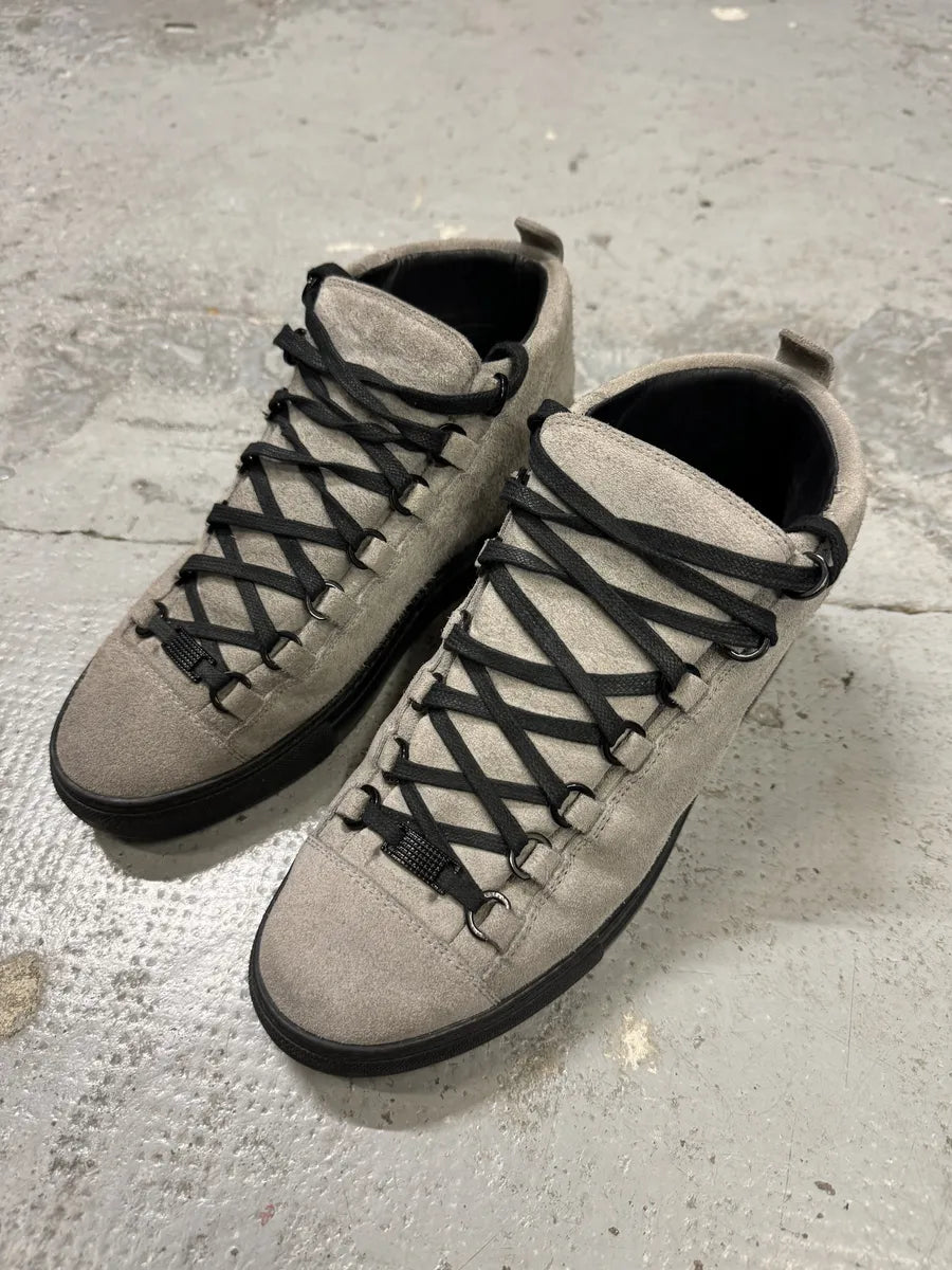 Balenciaga Arena Grey High Suede Leather Sneakers KFJQEpm 1