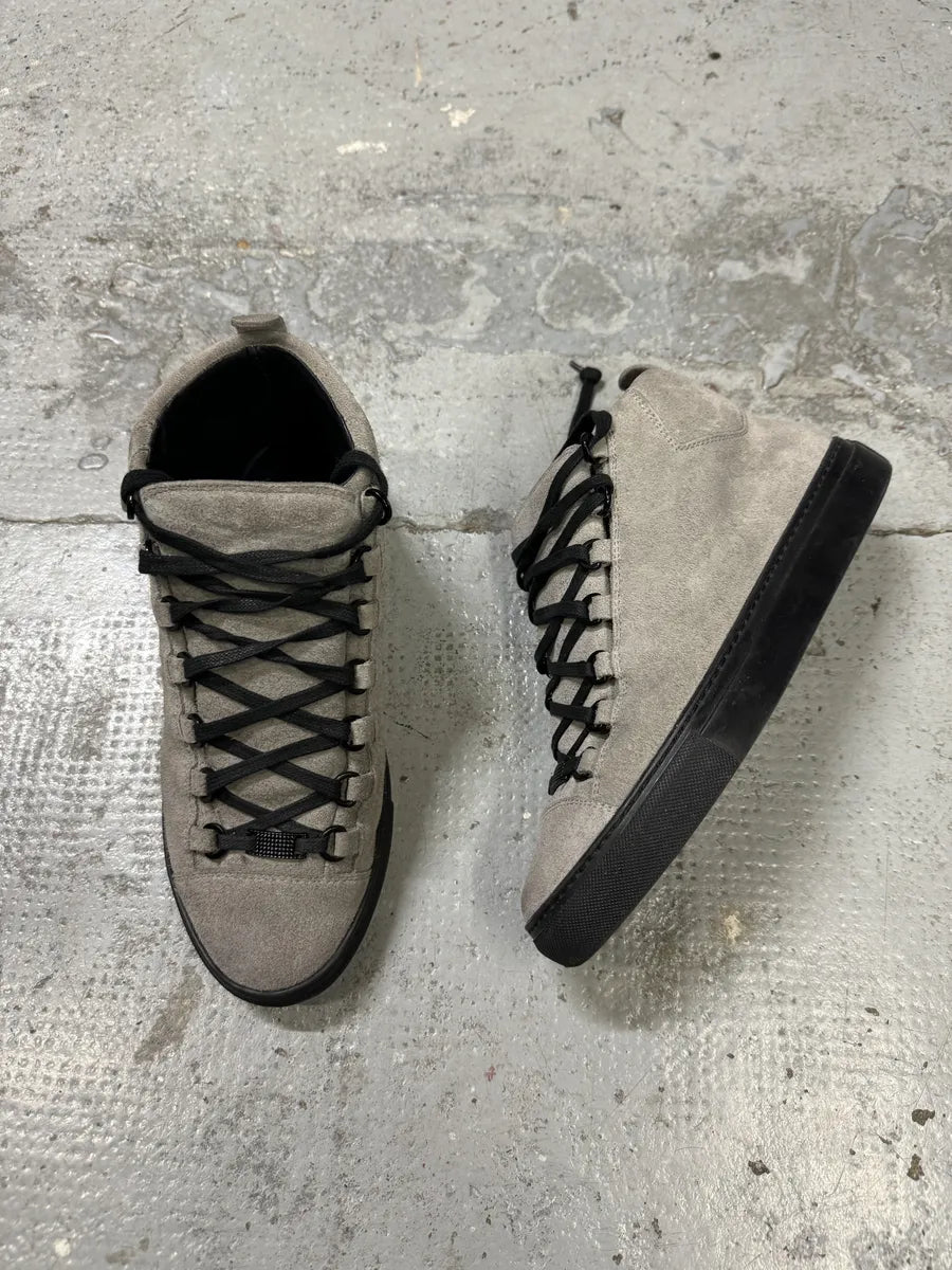 Balenciaga Arena Grey High Suede Leather Sneakers KFJQEpm 2
