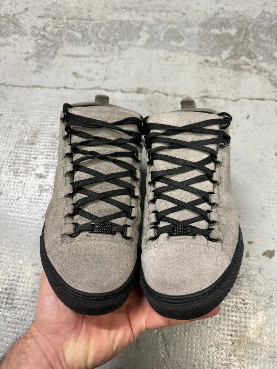 Balenciaga Arena Grey High Suede Leather Sneakers KFJQEpm 3