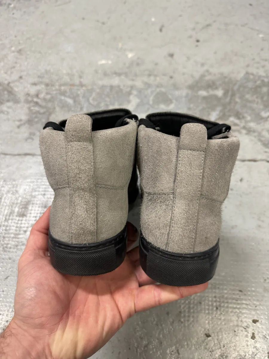 Balenciaga Arena Grey High Suede Leather Sneakers KFJQEpm 4