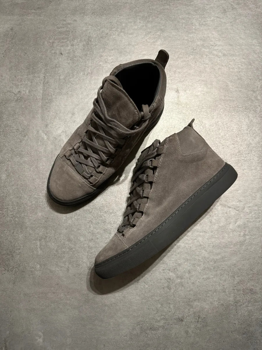 Balenciaga Arena Grey Suede High Leather Shoes cPpEBZh 1
