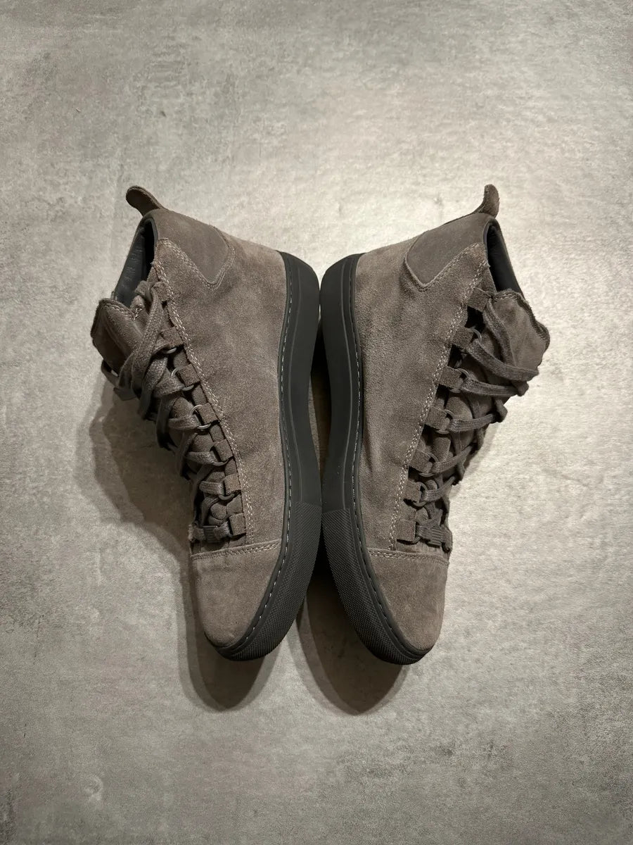 Balenciaga Arena Grey Suede High Leather Shoes cPpEBZh 6