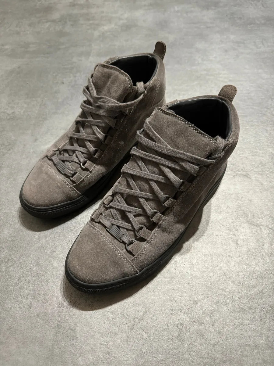 Balenciaga Arena Grey Suede High Leather Shoes cPpEBZh 7