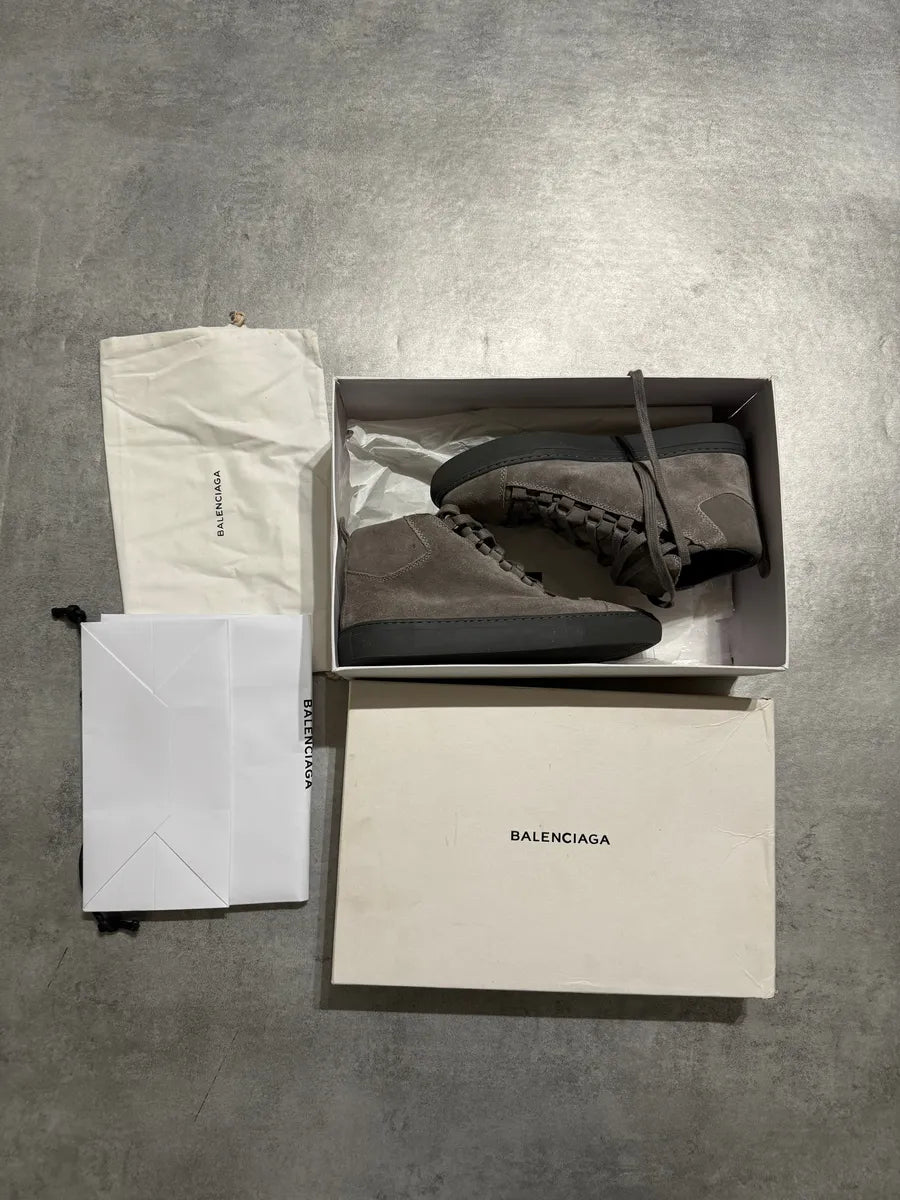 Balenciaga Arena Grey Suede High Leather Shoes cPpEBZh 8