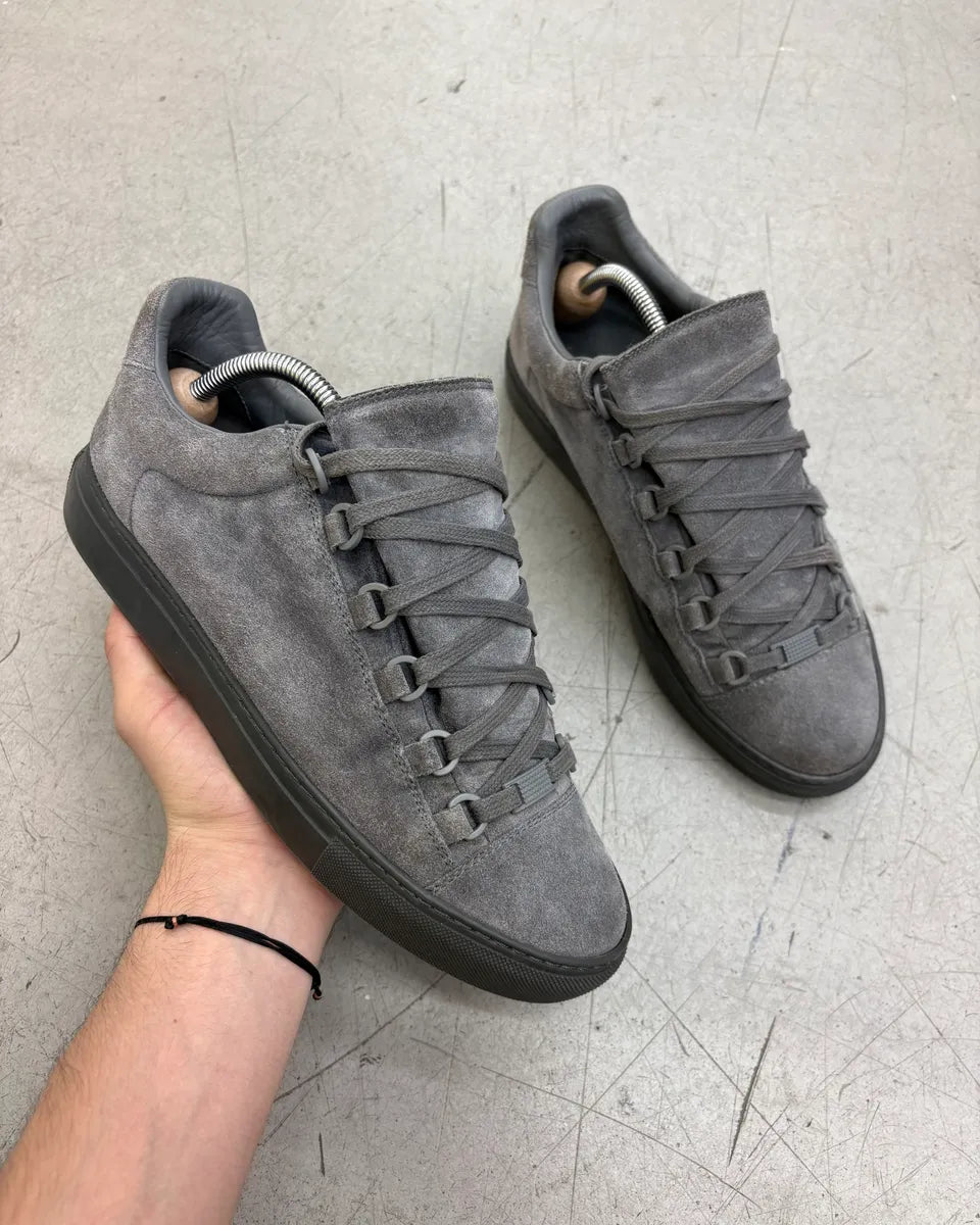 Balenciaga Arena Grey Suede Leather Low Sneakers SDVbYeY 0