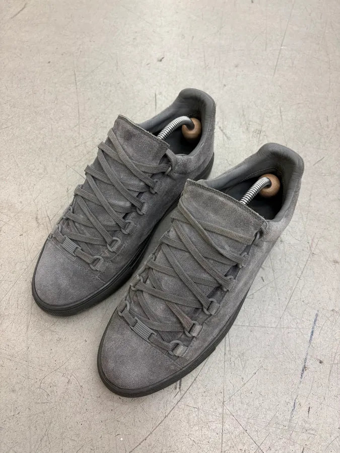 Balenciaga Arena Grey Suede Leather Low Sneakers SDVbYeY 2