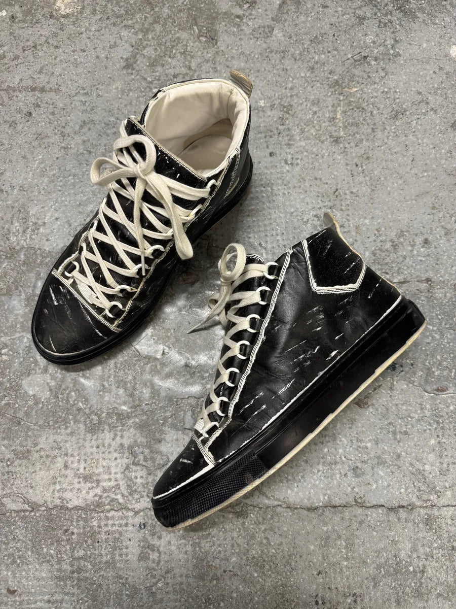 Balenciaga Arena High Black & White Leather Shoes (41.5eu/us8) 2