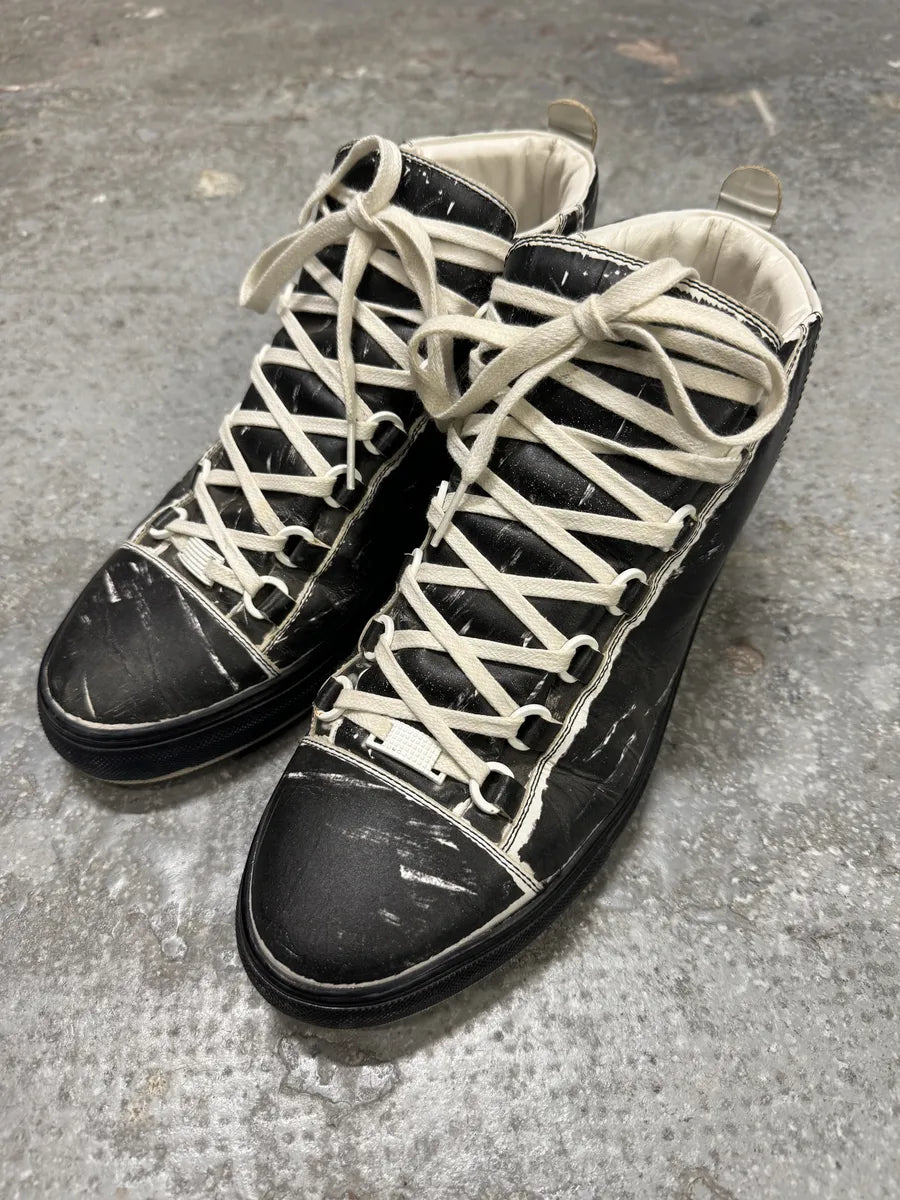 Balenciaga Arena High Black & White Leather Shoes (41.5eu/us8) 3
