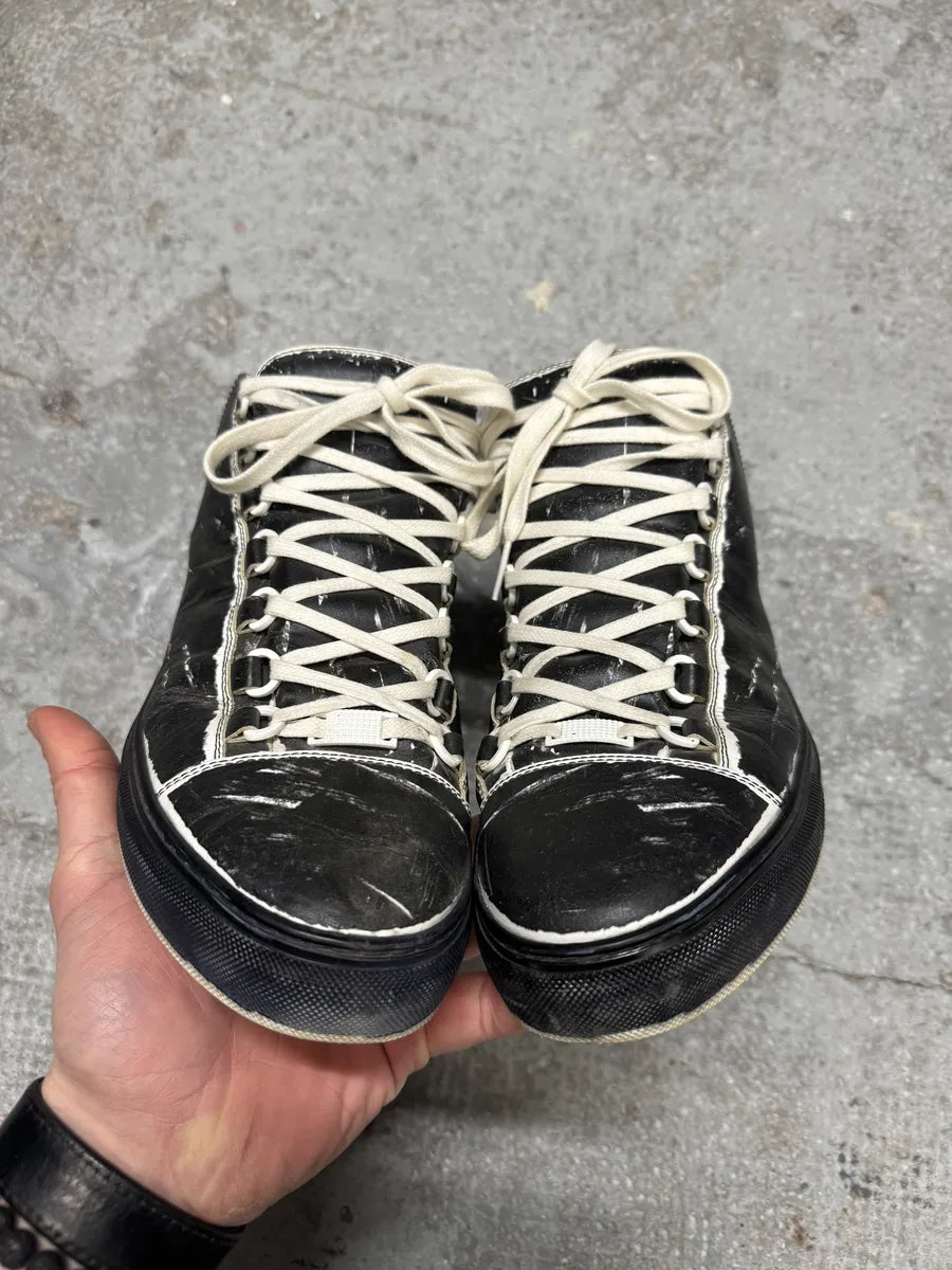 Balenciaga Arena High Black & White Leather Shoes (41.5eu/us8) 4