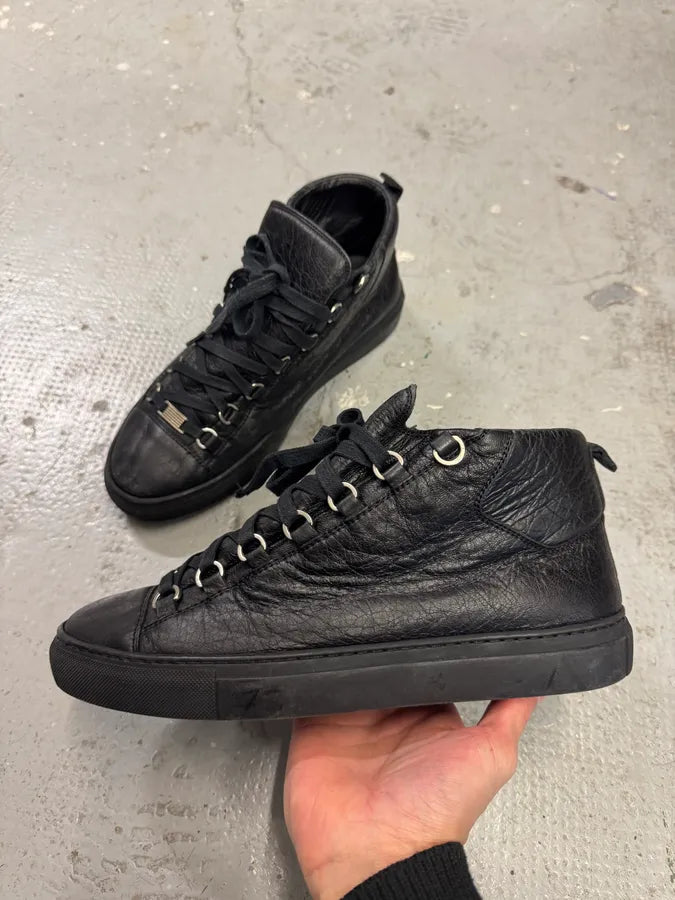 Balenciaga Arena High Black Cracked Leather Sneakers (42eu/us8.5) 1
