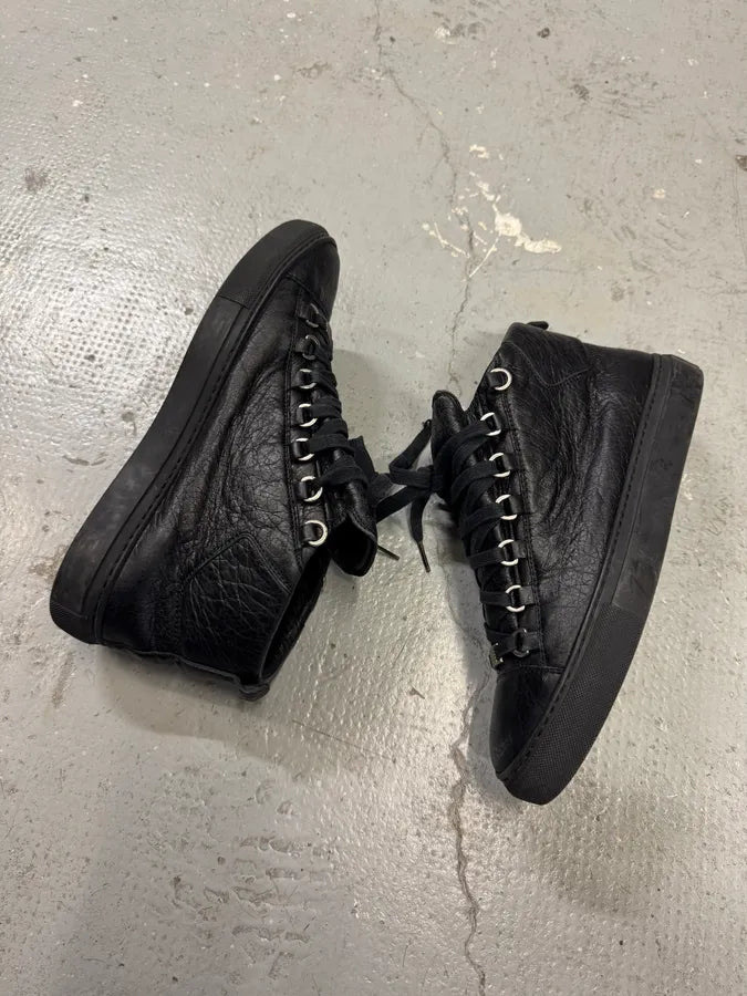Balenciaga Arena High Black Cracked Leather Sneakers (42eu/us8.5) 2