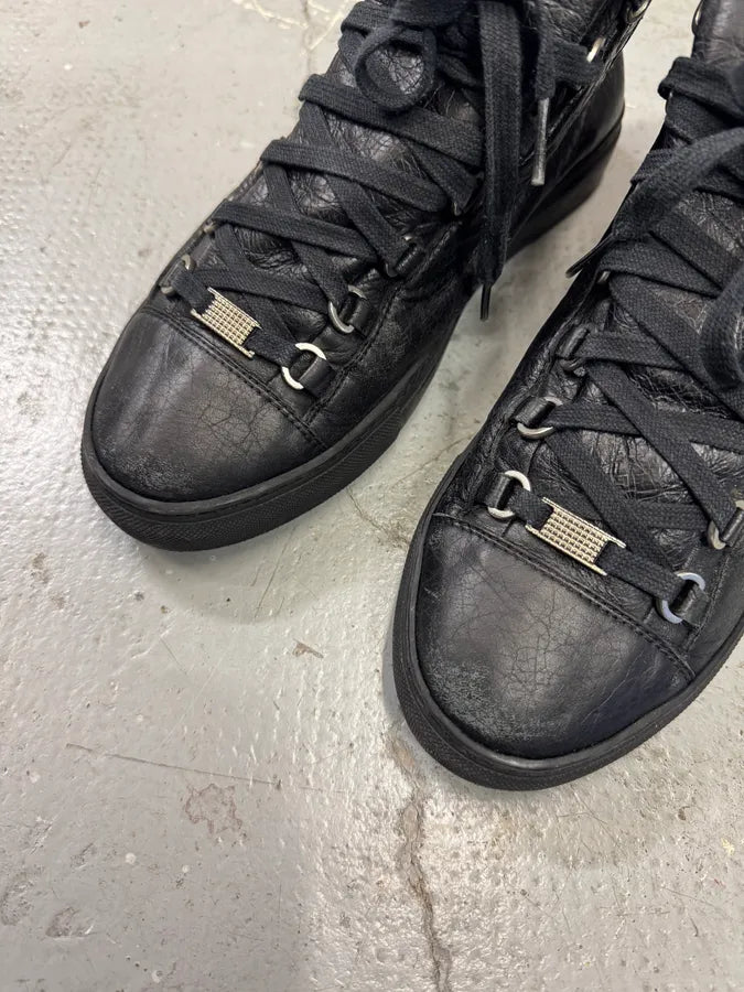 Balenciaga Arena High Black Cracked Leather Sneakers (42eu/us8.5) 3