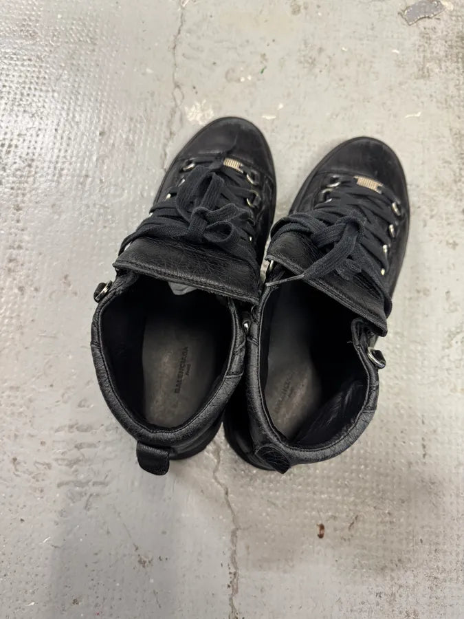Balenciaga Arena High Black Cracked Leather Sneakers (42eu/us8.5) 6