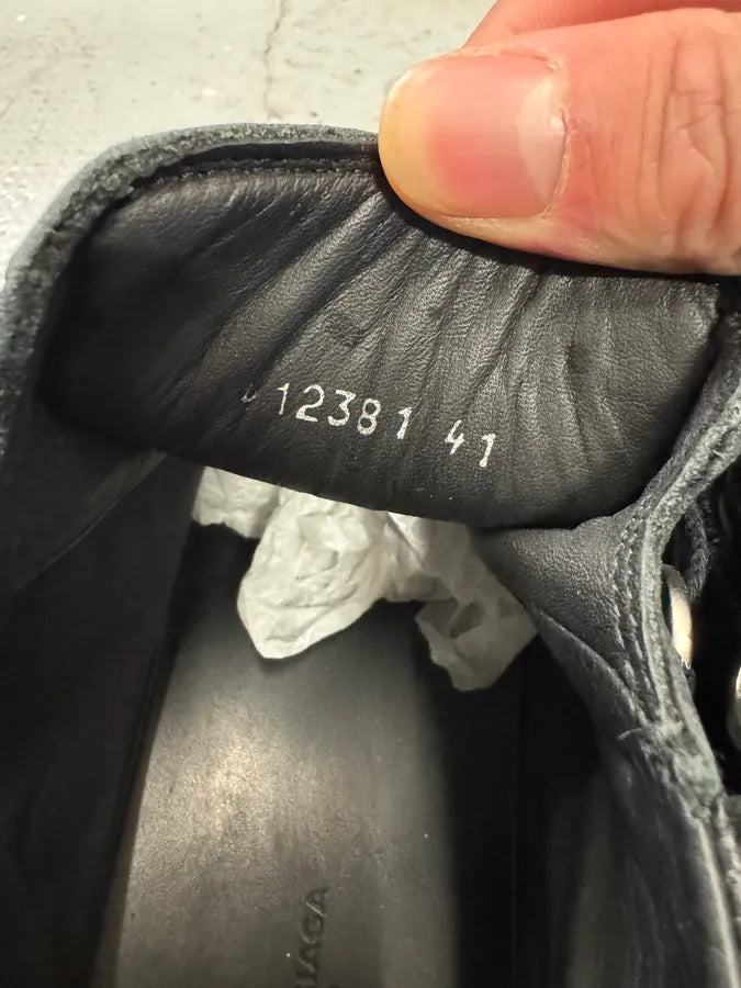Balenciaga Arena High Black Cracked Leather Sneakers (42eu/us8.5) 8