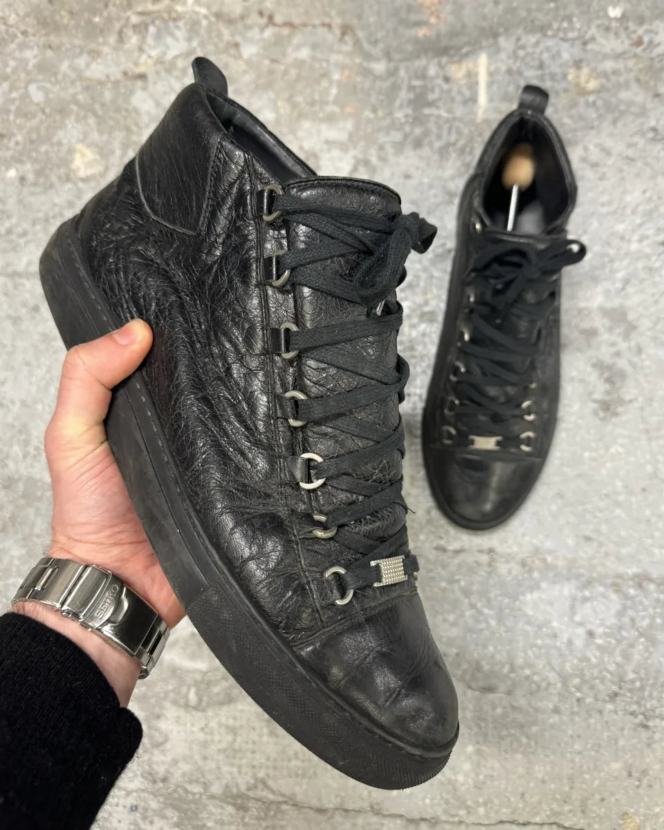 Balenciaga Arena High Black Grained Leather Shoes (46.5eu/us12) 0