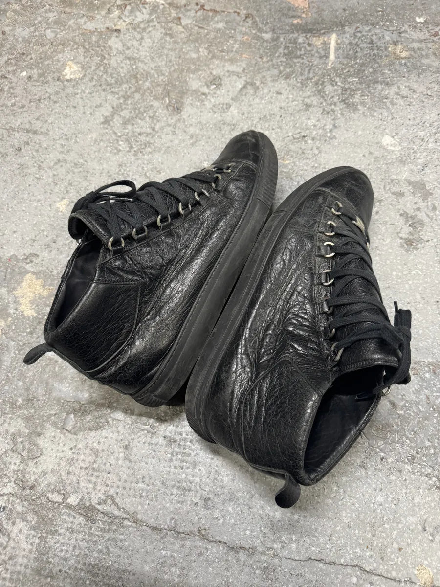 Balenciaga Arena High Black Grained Leather Shoes (46.5eu/us12) 3