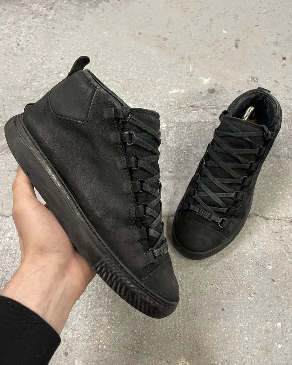 Balenciaga Arena High Black Suede Leather Sneakers (40.5eu/us7.5) 0