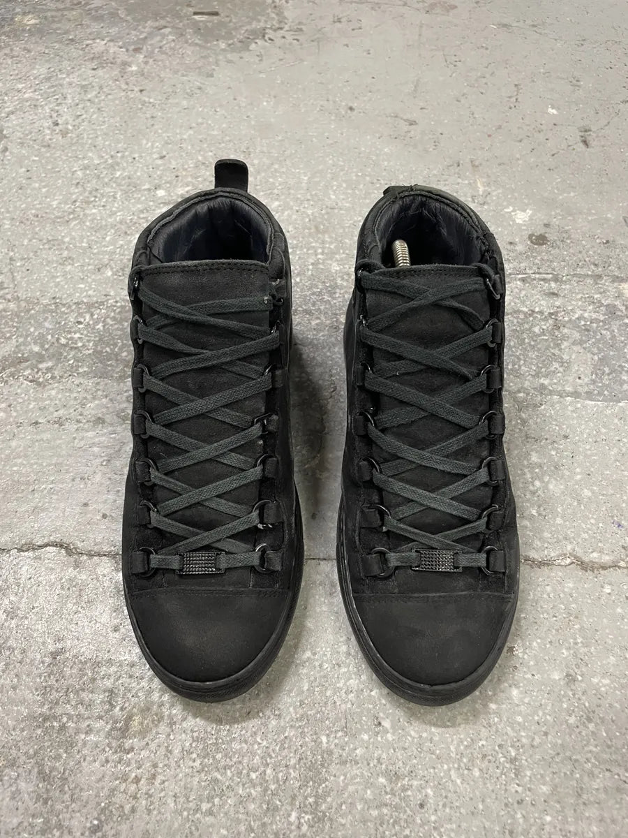 Balenciaga Arena High Black Suede Leather Sneakers (40.5eu/us7.5) 1