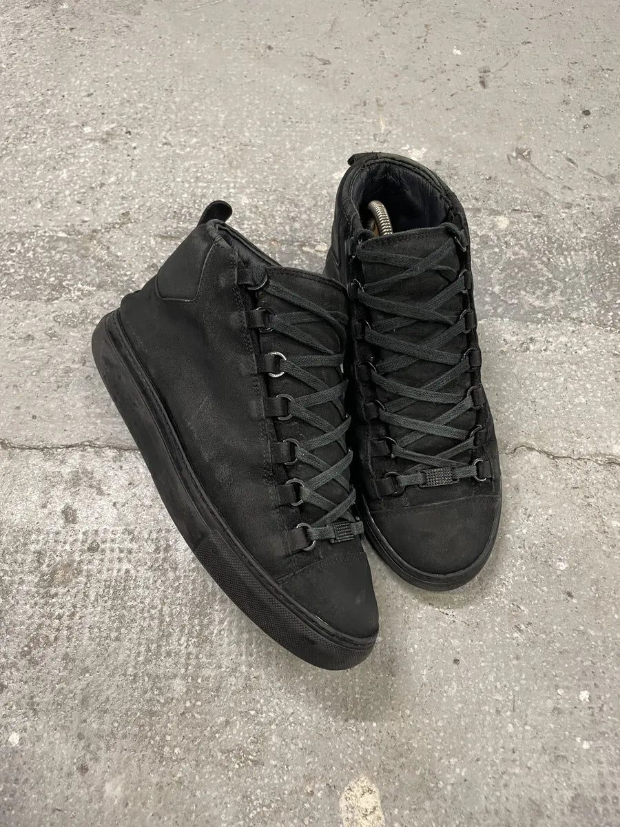 Balenciaga Arena High Black Suede Leather Sneakers (40.5eu/us7.5) 2