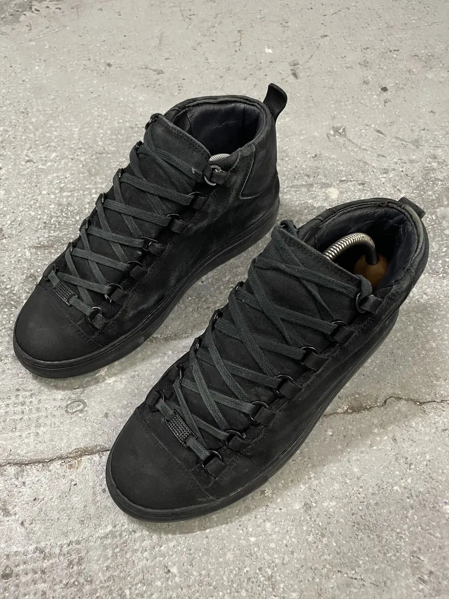 Balenciaga Arena High Black Suede Leather Sneakers (40.5eu/us7.5) 4