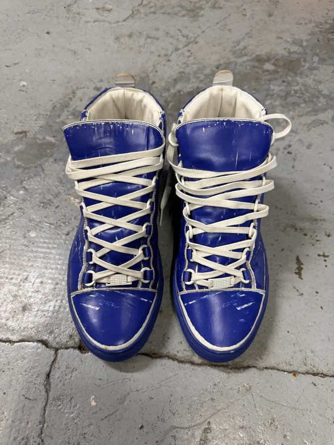 Balenciaga Arena High Blue & White Leather Sneakers IysECLs 1