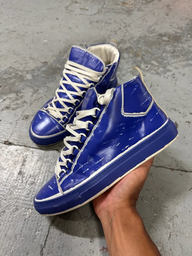 Balenciaga Arena High Blue & White Leather Sneakers IysECLs 4