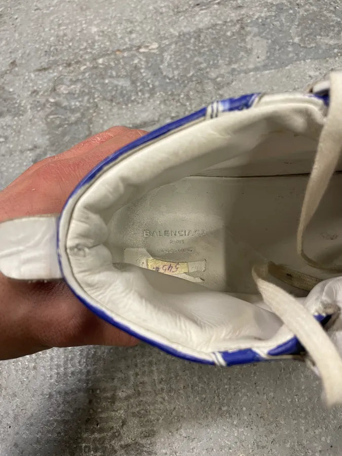Balenciaga Arena High Blue Painted Effect Leather Shoes (43.5eu/us9.5) 10