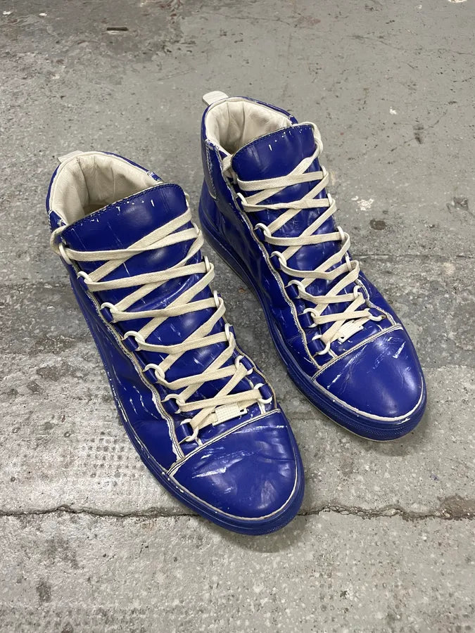 Balenciaga Arena High Blue Painted Effect Leather Shoes (43.5eu/us9.5) 3