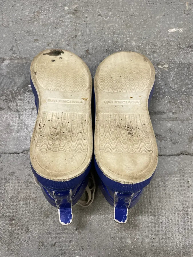 Balenciaga Arena High Blue Painted Effect Leather Shoes (43.5eu/us9.5) 8