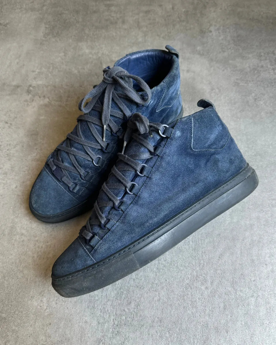 Balenciaga Arena High Blue Suede Leather Shoes VqNeGmn 6