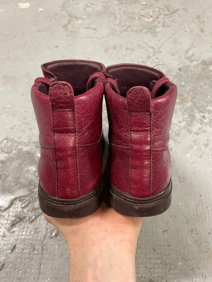 Balenciaga Arena High Burgundy Leather Shoes zAyJGmv 6