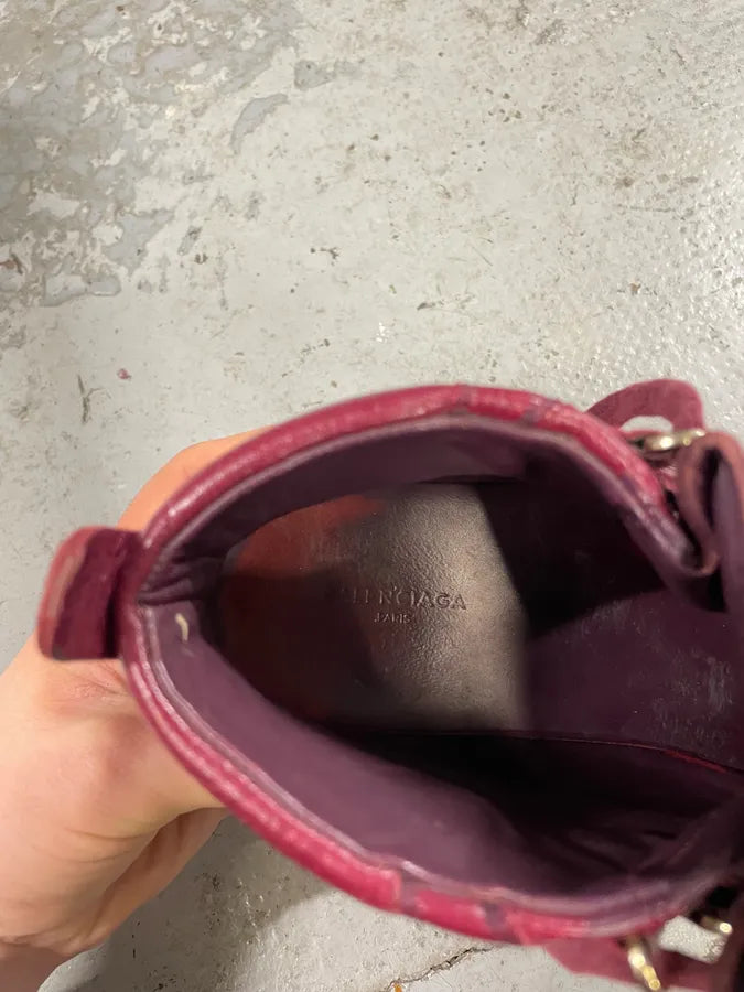 Balenciaga Arena High Burgundy Leather Shoes zAyJGmv 9