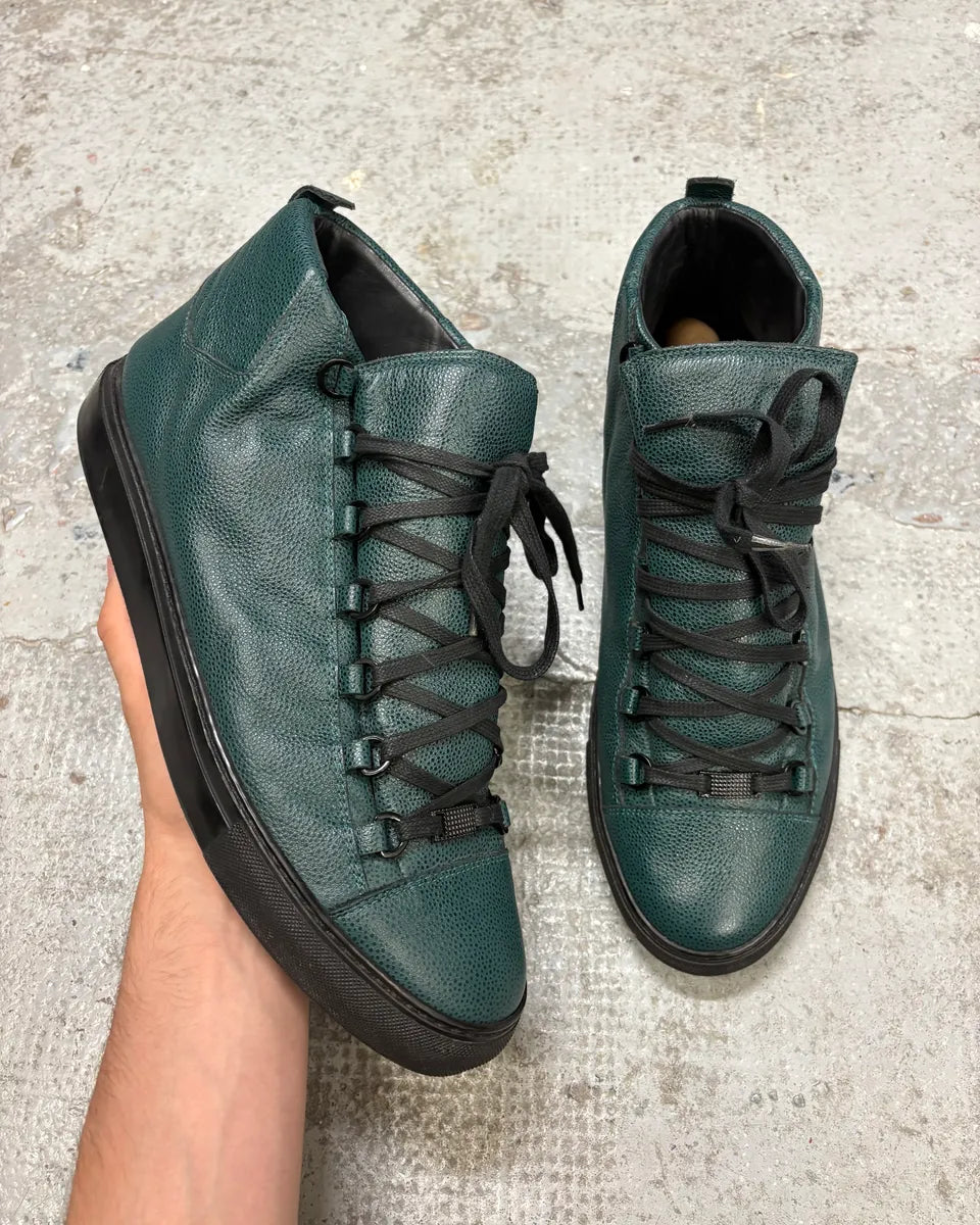 Balenciaga Arena High Leather Forest Green Sneakers EjsUcUo 0