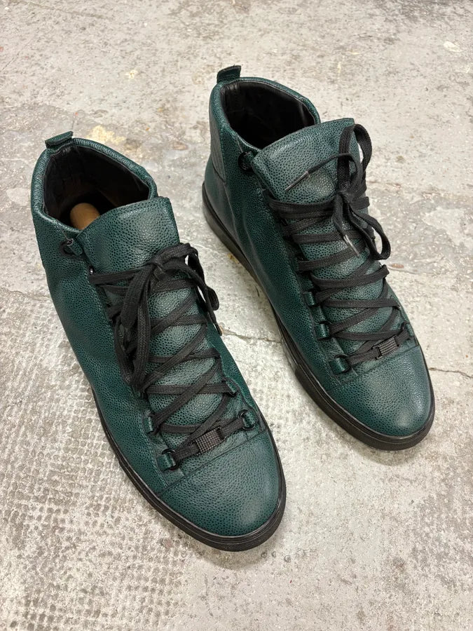 Balenciaga Arena High Leather Forest Green Sneakers EjsUcUo 3