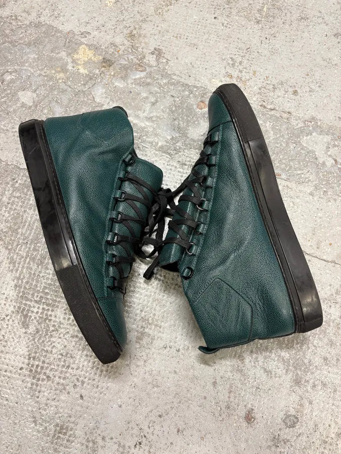 Balenciaga Arena High Leather Forest Green Sneakers EjsUcUo 5