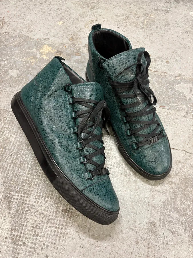 Balenciaga Arena High Leather Forest Green Sneakers EjsUcUo 4