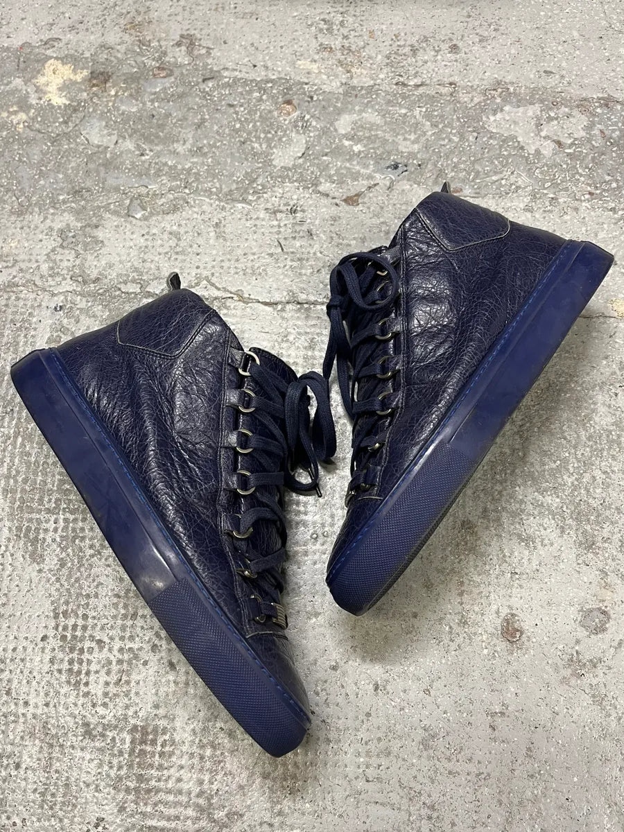 Balenciaga Arena High Navy Leather Sneakers (40.5eu/us7.5) bbcGMiM 1