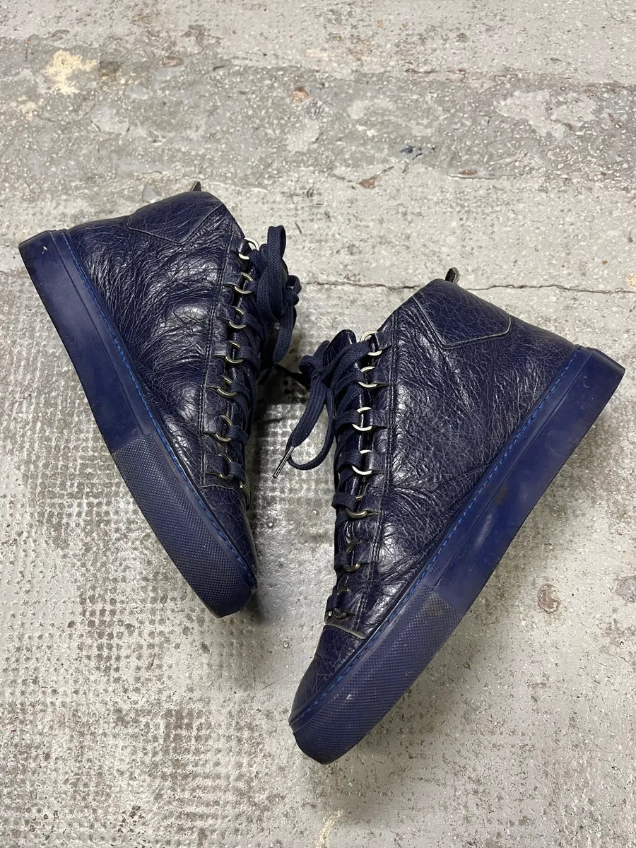 Balenciaga Arena High Navy Leather Sneakers (40.5eu/us7.5) bbcGMiM 2