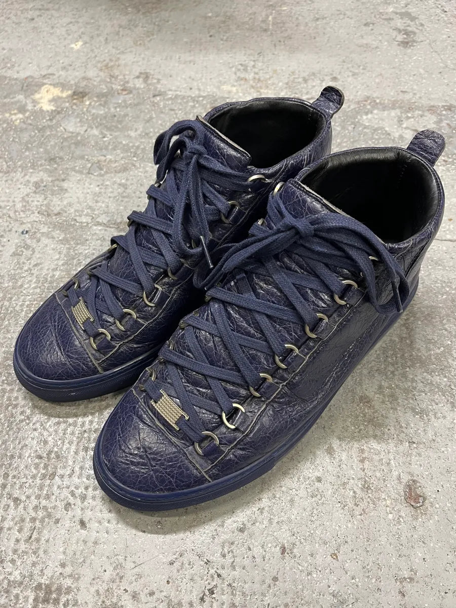 Balenciaga Arena High Navy Leather Sneakers (40.5eu/us7.5) bbcGMiM 3